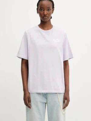Maison Kitsuné t-shirt bawełniany Handwriting Comfort damski kolor fioletowy MW00126KJ0119