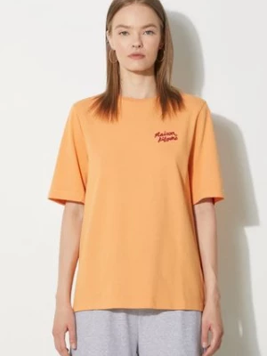 Maison Kitsuné t-shirt bawełniany Handwriting Comfort damski kolor pomarańczowy MW00126KJ0119