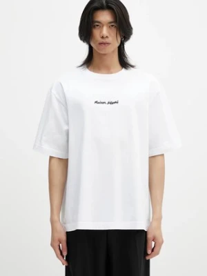 Maison Kitsuné t-shirt bawełniany Maison Kitsune Embroidery Oversize męski kolor biały z aplikacją OM00122KJ0119
