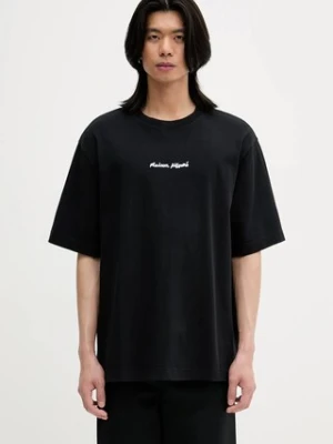 Maison Kitsuné t-shirt bawełniany Maison Kitsune Embroidery Oversize męski kolor czarny z aplikacją OM00122KJ0119
