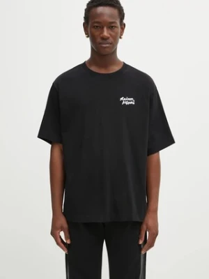 Maison Kitsuné t-shirt bawełniany Maison Kitsune Handwriting Embroidery męski kolor czarny z aplikacją OM00123KJ0119