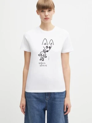 Maison Kitsuné t-shirt bawełniany Party Fox Regular damski kolor biały PW00120KJ7026