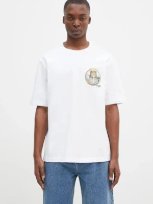 Maison Kitsuné t-shirt bawełniany Rambling Fox męski kolor biały z nadrukiem NM00113KJ0118