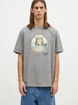 Maison Kitsuné t-shirt bawełniany Rambling Fox męski kolor szary z nadrukiem NM00120KJ0118