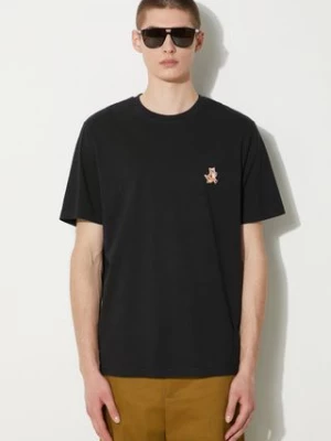 Maison Kitsuné t-shirt bawełniany Speedy Fox Patch Comfort Tee Shirt męski kolor czarny z aplikacją MM00125KJ0008