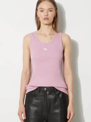 Maison Kitsuné top bawełniany Baby Fox Patch Ribbed Tank Top kolor różowy MW00121KJ0125