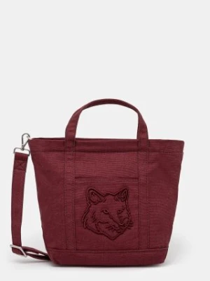 Maison Kitsuné torba bawełniana Fox Head kolor bordowy LW05103WW0107