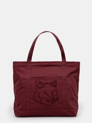 Maison Kitsuné torba bawełniana Fox Head kolor bordowy LW05104WW0107