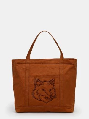 Maison Kitsuné torba bawełniana Fox Head kolor brązowy LW05104WW0107