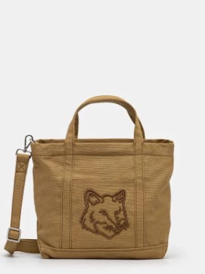 Maison Kitsuné torba bawełniana Fox Head kolor zielony LW05103WW0107