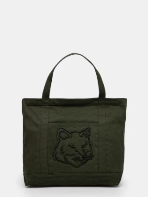 Maison Kitsuné torba bawełniana Fox Head kolor zielony LW05104WW0107