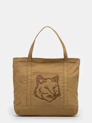 Maison Kitsuné torba bawełniana Fox Head kolor zielony LW05104WW0107