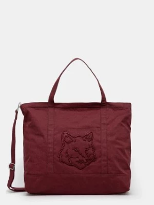 Maison Kitsuné torba bawełniana Fox Head Xl Tote kolor bordowy LW05105WW0107