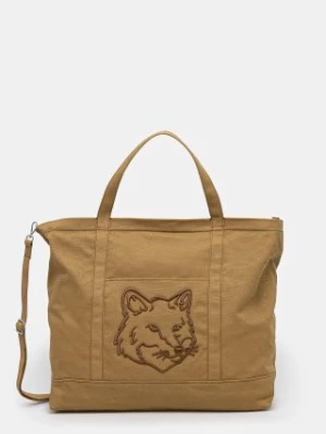 Maison Kitsuné torba bawełniana Fox Head Xl Tote kolor zielony LW05105WW0107