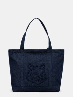 Maison Kitsuné torba jeansowa Fox Head Large Tote kolor granatowy LW05104WD4020