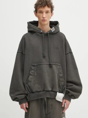 Maison MIHARA YASUHIRO bluza bawełniana Amateur Sewn Wide Back Hoodie męska kolor szary z kapturem gładka A14HD522