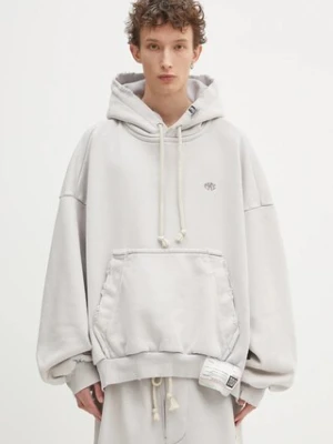 Maison MIHARA YASUHIRO bluza bawełniana Amateur Sewn Wide Back Hoodie męska kolor szary z kapturem gładka A14HD522