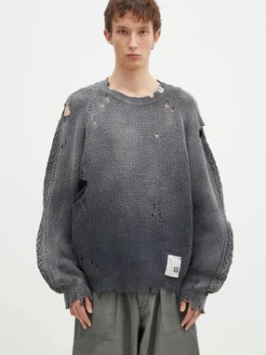 Maison MIHARA YASUHIRO sweter bawełniany Sun Faded Knit Pullover kolor szary  J13SW702