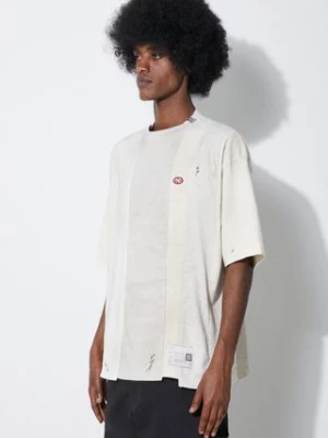 Maison MIHARA YASUHIRO t-shirt bawełniany Vertical Switching męski kolor beżowy wzorzysty A12TS621