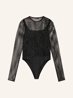Maje Body Z Błyszczącą Przędzą schwarz