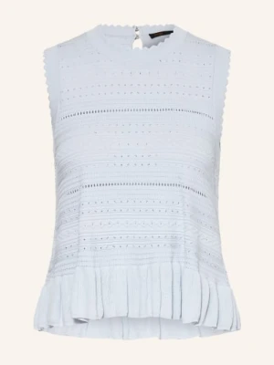 Maje Dzianinowy Top Z Falbanami blau