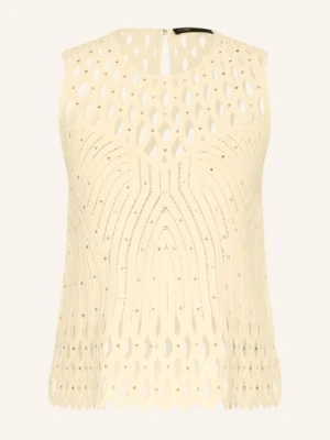 Maje Dzianinowy Top Z Kamieniami Ozdobnymi gelb