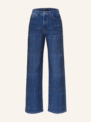 Maje Jeansy Straight Z Ozdobnymi Kamykami blau