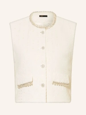 Maje Kamizelka Blezerowa Z Tweedu Z Kamieniami Ozdobnymi weiss