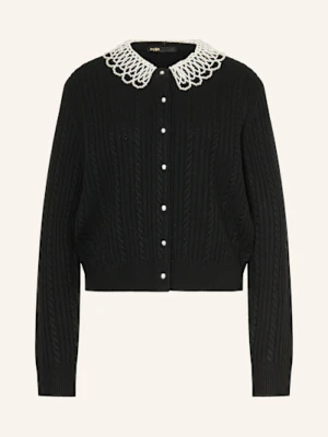 Maje Kardigan Z Ozdobnymi Perełkami schwarz