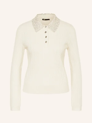 Maje Koszulka Polo Z Dzianiny Z Ozdobnymi Kamykami weiss