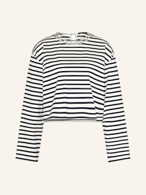 Maje Koszulka Z Długim Rękawem Z Ozdobnymi Kamykami weiss