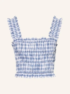 Maje Krótki Top Z Kamieniami Ozdobnymi I Falbanami blau