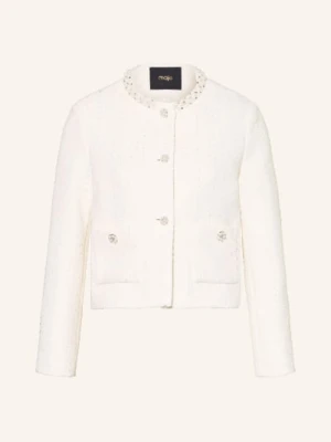 Maje Kurtka Z Bouclé Z Kamieniami Ozdobnymi weiss