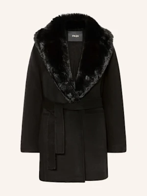 Maje Płaszcz Wełniany Ze Sztucznym Futrem schwarz