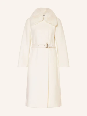 Maje Płaszcz Z Odpinanym Kołnierzem Ze Sztucznego Futra weiss