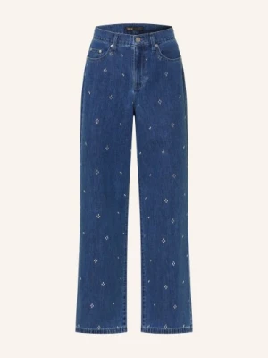 Maje Proste Dżinsy Z Kamieniami Ozdobnymi blau