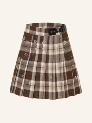 Maje Spódnica Plisowana Z Kamieniami Ozdobnymi braun