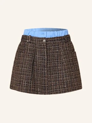 Maje Spódnica Tweedowa Z Cekinami I Błyszczącą Przędzą braun