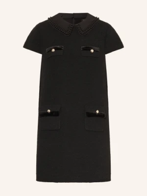 Maje Sukienka Z Bouclé Z Odpinanym Kołnierzem schwarz