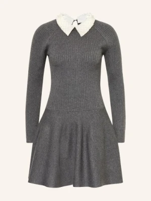 Maje Sukienka Z Dzianiny Z Odpinanym Kołnierzem I Ozdobnymi Perełkami grau