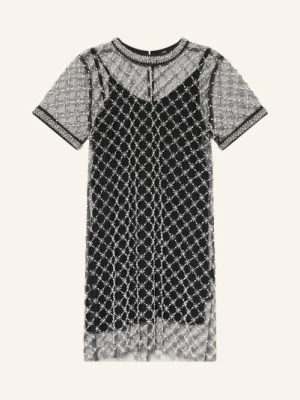 Maje Sukienka Z Siateczki Z Kamieniami Ozdobnymi I Perłami Ozdobnymi schwarz