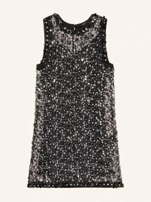 Maje Sukienka Z Siateczki Z Ozdobnymi Perełkami I Cekinami schwarz