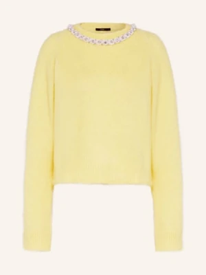 Maje Sweter Z Alpaką I Ozdobnymi Perełkami gelb