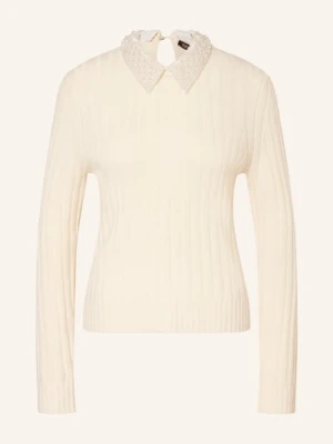 Maje Sweter Z Odpinanym Kołnierzem I Ozdobnymi Perełkami weiss