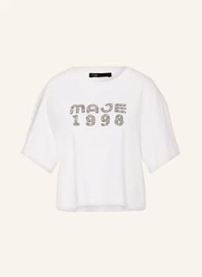 Maje T-Shirt Z Wycięciem I Ozdobnymi Kamykami weiss