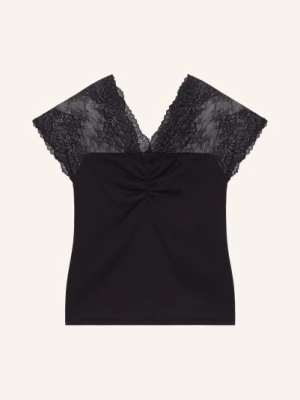 Maje Top Z Koronką schwarz