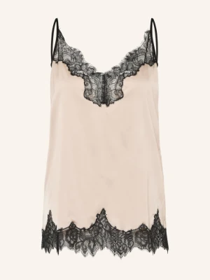 Maje Top Z Satyny Z Koronką beige