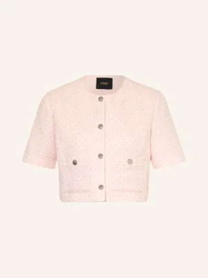 Maje Tweedowa Marynarka Z Kamieniami Ozdobnymi I Błyszczącą Nicią pink