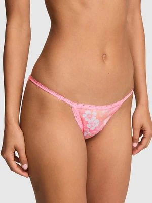 PINK Majtki bikini na cienkich paskach z koronkowym wykończeniem PINK Wink Victoria's Secret