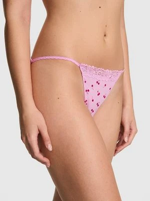 Majtki bikini ze sznurkiem i koronką Cotton Lace-Trim Victoria's Secret